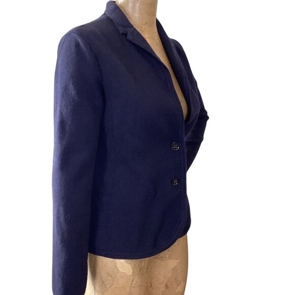 Ann Taylor Sweater Knit Blazer Sz M Navy Blue Cotton Wool Blend #279S - Picture 5 of 10